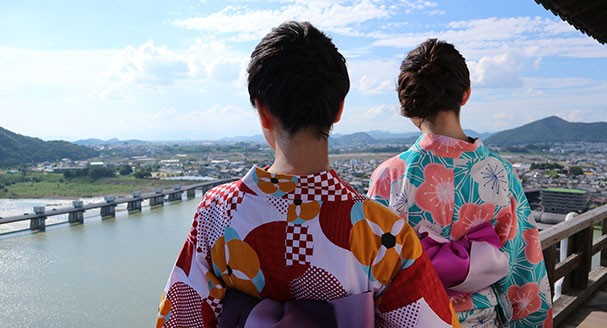 天守最上階の廻縁を一周