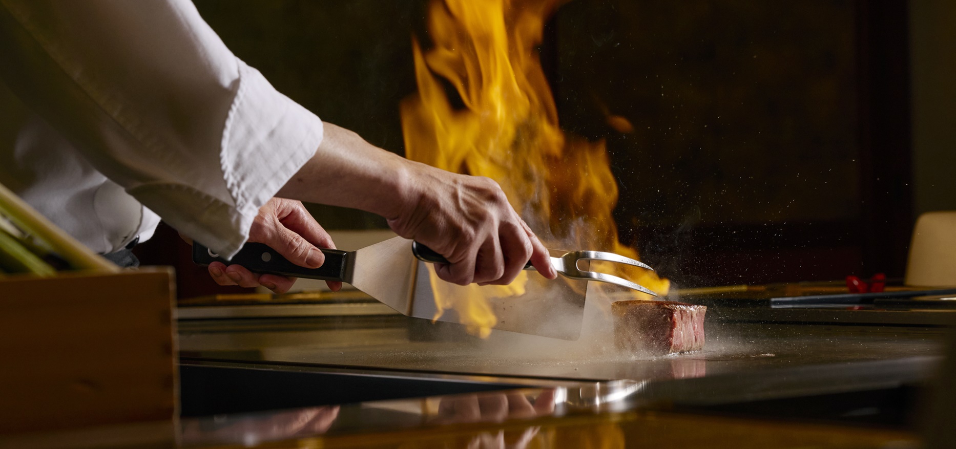 目の前で焼き上げる圧倒的ライブ感