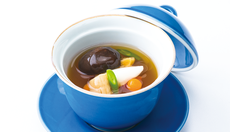 蕪と干し貝柱 肉厚しいたけの薫り高い蒸しスープ
